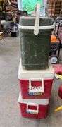 Grouping of Three IGLOO Coolers