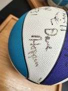 1990's Charlotte Hornets Team Signed Ball in Display Case