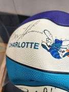 1990's Charlotte Hornets Team Signed Ball in Display Case