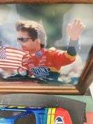 1995 Jeff Gordan Points Champion Signed Photo and 1:24 Scale Die Cast Bank Display