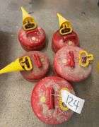 Five Red Eagle Gas Cans