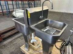 Two Stainless Pedal Operated Hand Wash Sinks