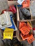 Lot of 3 Boxes Corner Clamps & One Box High Density Rubber Bungees & One Box Tie Down Straps