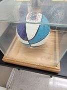 Dell Curry Autographed Charlotte Hornets Basketball in Display Case