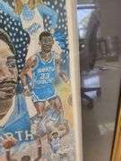 "Tar Heel Heroes" By Fritz Kling Framed and Matted Print Signed By Dean Smith and Phil Ford