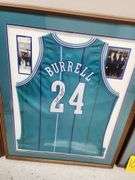 Scott Burrell Autographed Framed and Matted Charlotte Hornets Jersey