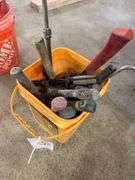 Bucket of Assorted Hammers, Mallets and Chisels