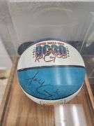 Dell Curry Autographed Charlotte Hornets Basketball in Display Case