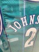 Larry Johnson Autographed Framed and Matted Charlotte Hornets Jersey