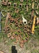 Lot of Assorted Steel Shackles, Fittings, Binders, & other Freight Rigging Tools