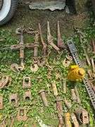 Lot of Assorted Steel Shackles, Fittings, Binders, & other Freight Rigging Tools