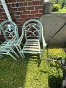 Set of 6 Reed Style Antique Aluminum Patio Chairs