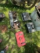 Lot of Antique Grill Parts and Milwaukee Tool Box
