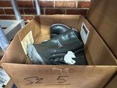 Contents of New Stock Room includes New Steel Toe Rubber Boots, New Gloves, New Food Trays, New Floor Mats, New Protective Face Sheilds, New Carts, and all Shelving