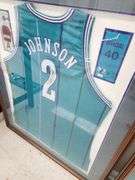 Larry Johnson Autographed Framed and Matted Charlotte Hornets Jersey