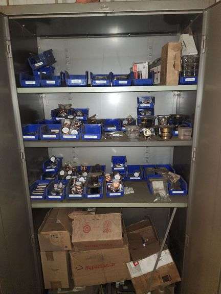 Shop Cabinet With Large Assortment of New Hypertherm Plasma Cutting Components