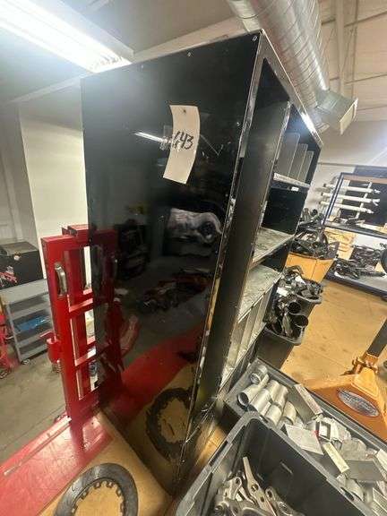 Black Open Front Cabinet with Dividers Steel / w/ Alum.
