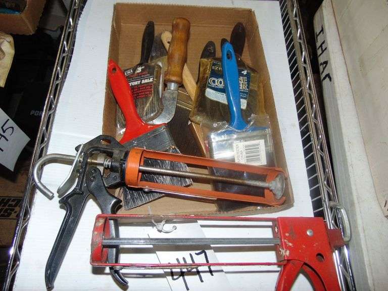 Misc. Grouping Paint Brushes, Calking Gun, Etc.