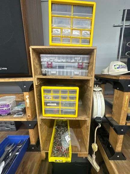 Small Parts Organizers w/ Contents & Pegboard Storage Accessories