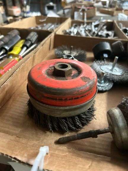 Tray of Wire Brushes and Hole Saws