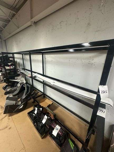 140" x 18"w x 68" Tall Black Steel Wheel Rack