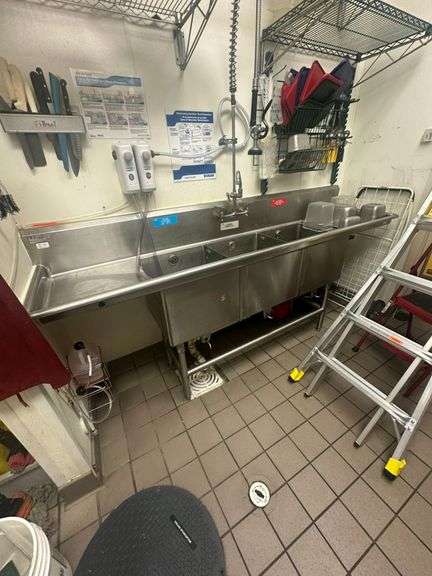 Stainless Steel 3-Basin Commercial Dish Sink