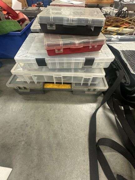 Five Assorted Bins Nuts Bolts & Washers