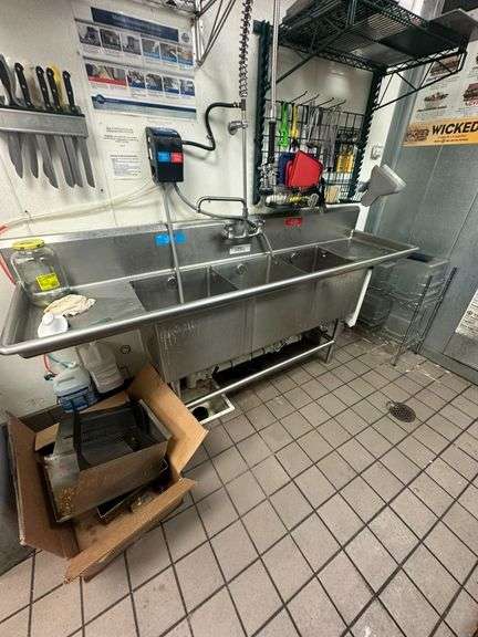 Stainless Steel 3-Basin Commercial Dish Sink
