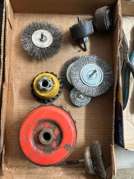 Tray of Wire Brushes and Hole Saws