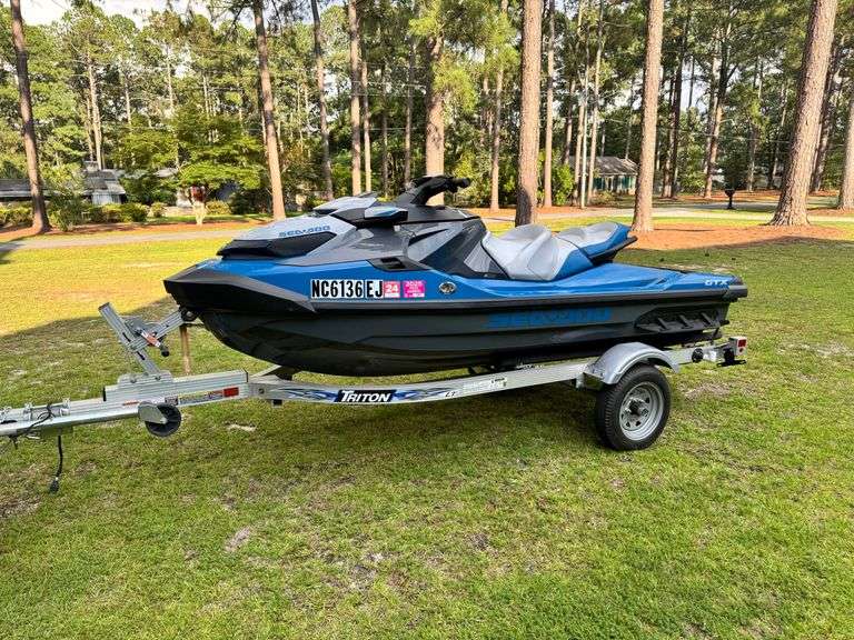 2018 Sea-Doo GTX 155 3-Seater Personal Watercraft with 2018 Triton Trailer, VIN 4TCSM1110JHL62684 image