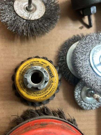 Tray of Wire Brushes and Hole Saws