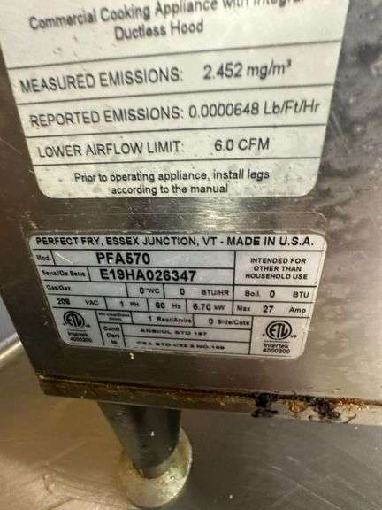 Perfect Fry Company PFA RapidFry Ventless Deep Fryer