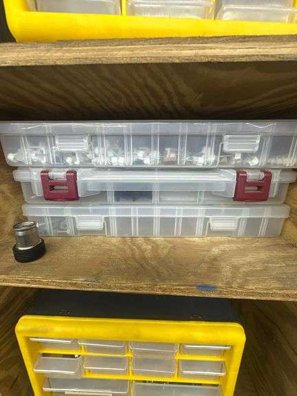 Small Parts Organizers w/ Contents & Pegboard Storage Accessories