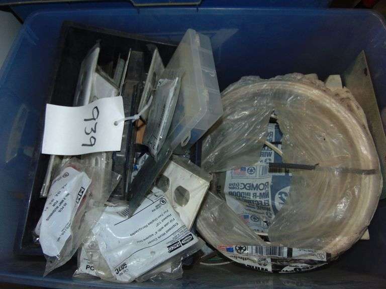 Tote of Misc. Elec. Supplies, Boxes, Covers, Wire