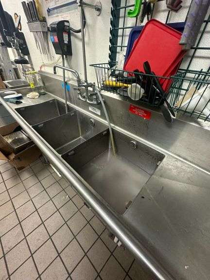 Stainless Steel 3-Basin Commercial Dish Sink