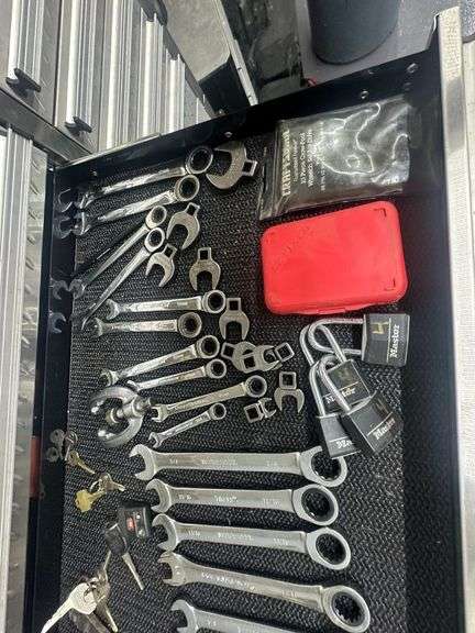 Assorted Wrenches w/ Ratcheting Socket Wrench & Crows Foot Wrenches