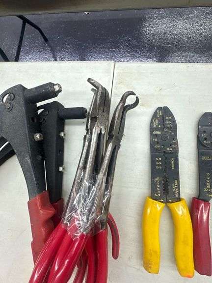Assorted Longnose Specialty Pliers, Wire Crimper/Strippers & Rivet Guns