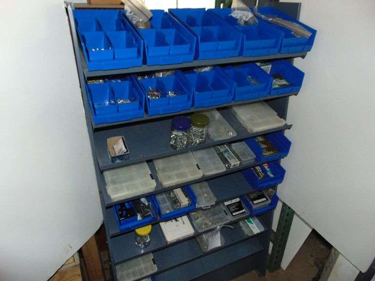 Metal Shelf of Misc. Screws, Implement Clips, Washers, Etc.