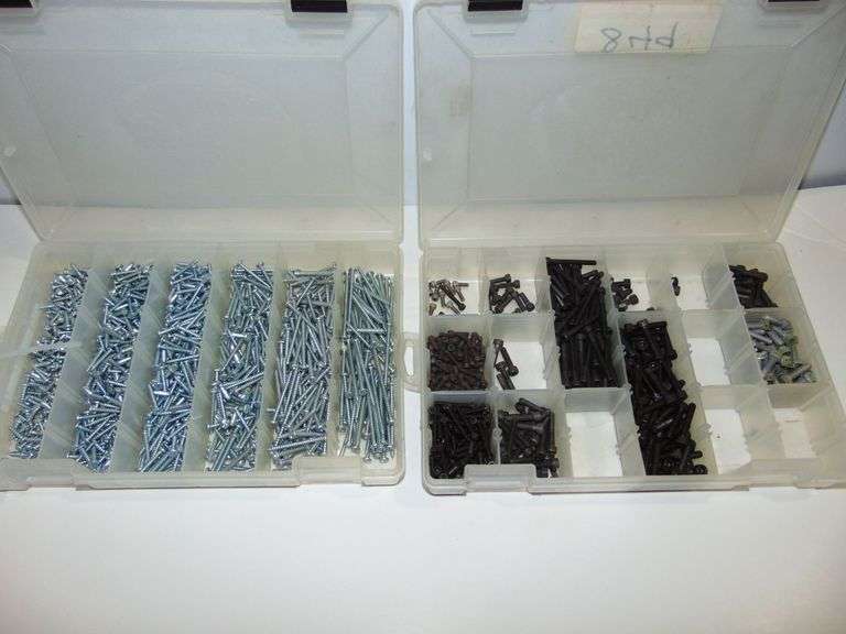 Two Storage Trays of Screws, Allen Head Bolts, Etc.