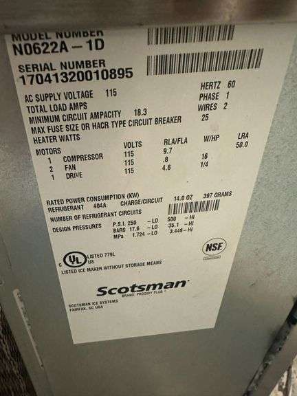 Scotsman N0622A‑1D Ice Machine