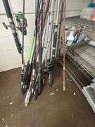 Assorted Fishing Poles w/ Tackle Box