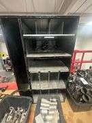 Black Open Front Cabinet with Dividers Steel / w/ Alum.