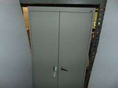 Metal Two Door Cabinet & Contents of Jars