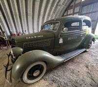1935 Ford Tudor Sedan | Painted Green with "U.S.A.-W-1825", "29th Inf. H. Co." | Ford Flathead V8 Engine GB-6050|Miles Unknown | HAVE TITLE | VIN# 181624024