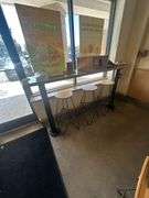 Counter-Height Bar Table with Metal Base & Stainless Steel Top with Three Stools