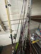 Assorted Fishing Poles w/ Tackle Box