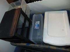 Tote of Misc. Elec. Supplies, Boxes, Covers, Wire