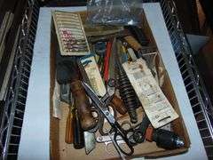 Tray of Tools, Welding Hammer, Scissors, Etc.