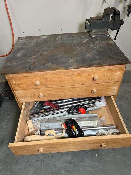 Work Table with Metal Top and Vice