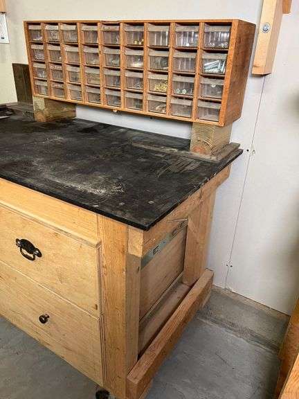 Metal Top Layout Table with Contents